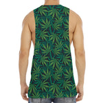Dark Green Hemp Pattern Print Men's Muscle Tank Top