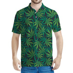 Dark Green Hemp Pattern Print Men's Polo Shirt