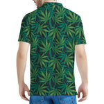 Dark Green Hemp Pattern Print Men's Polo Shirt