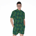Dark Green Hemp Pattern Print Men's Rompers