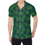 Dark Green Hemp Pattern Print Men's Shirt