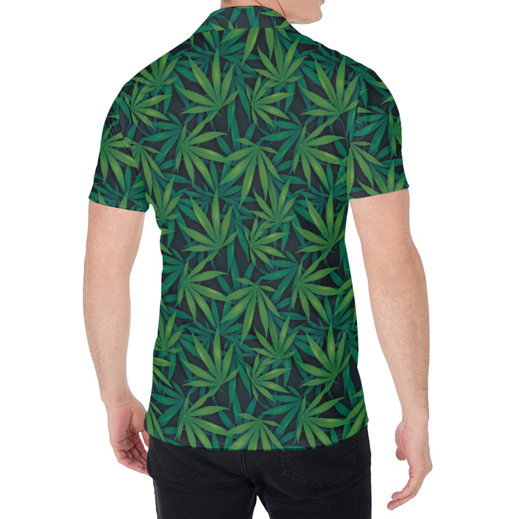 Dark Green Hemp Pattern Print Men's Shirt
