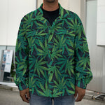Dark Green Hemp Pattern Print Men's Shirt Jacket