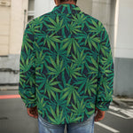 Dark Green Hemp Pattern Print Men's Shirt Jacket