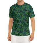Dark Green Hemp Pattern Print Men's Short Sleeve Rash Guard