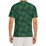 Dark Green Hemp Pattern Print Men's Short Sleeve Rash Guard