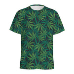 Dark Green Hemp Pattern Print Men's Sports T-Shirt
