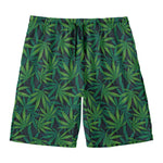Dark Green Hemp Pattern Print Men's Swim Trunks