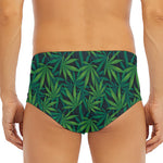 Dark Green Hemp Pattern Print Men's Triangle Swim Briefs