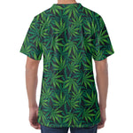 Dark Green Hemp Pattern Print Men's Velvet T-Shirt