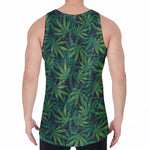 Dark Green Hemp Pattern Print Men's Velvet Tank Top