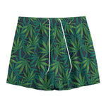 Dark Green Hemp Pattern Print Mesh Shorts