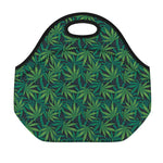 Dark Green Hemp Pattern Print Neoprene Lunch Bag