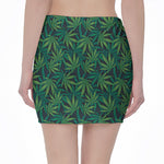 Dark Green Hemp Pattern Print Pencil Mini Skirt