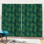 Dark Green Hemp Pattern Print Pencil Pleat Curtains