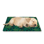 Dark Green Hemp Pattern Print Pet Cooling Mat Cover