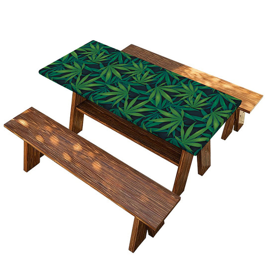 Dark Green Hemp Pattern Print Picnic Table Cover