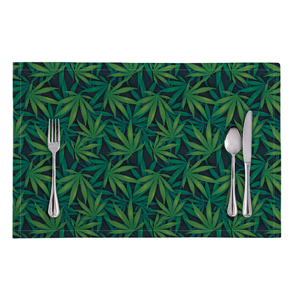 Dark Green Hemp Pattern Print Placemat