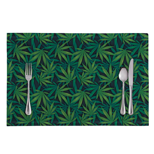 Dark Green Hemp Pattern Print Placemat