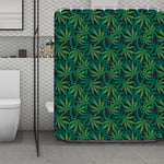 Dark Green Hemp Pattern Print Polyester Shower Curtain
