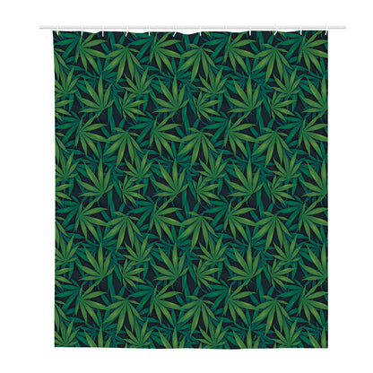 Dark Green Hemp Pattern Print Polyester Shower Curtain