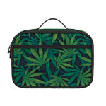 Dark Green Hemp Pattern Print Portable Lunch Bag