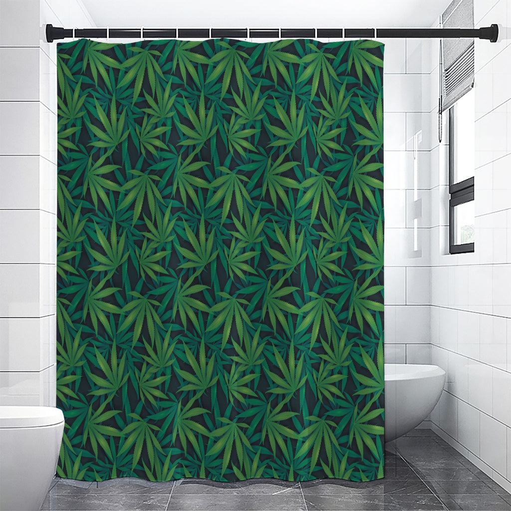 Dark Green Hemp Pattern Print Premium Shower Curtain