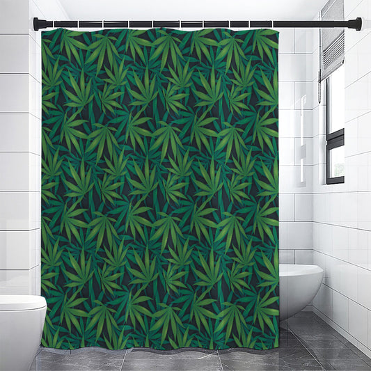 Dark Green Hemp Pattern Print Premium Shower Curtain