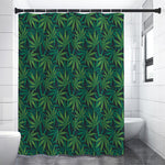 Dark Green Hemp Pattern Print Premium Shower Curtain