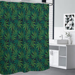 Dark Green Hemp Pattern Print Premium Shower Curtain