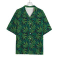 Dark Green Hemp Pattern Print Rayon Hawaiian Shirt