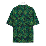 Dark Green Hemp Pattern Print Rayon Hawaiian Shirt