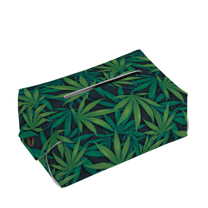 Dark Green Hemp Pattern Print Rectangle Tissue Box Cover