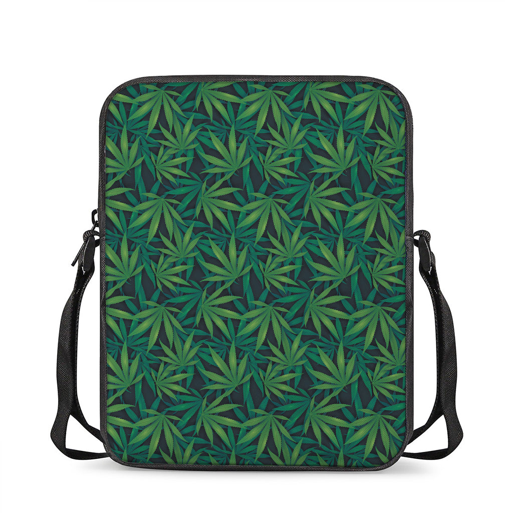 Dark Green Hemp Pattern Print Rectangular Crossbody Bag