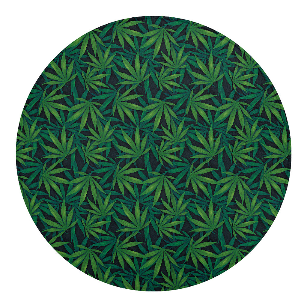 Dark Green Hemp Pattern Print Round Blanket