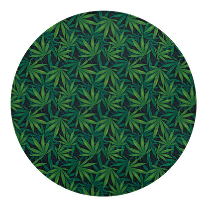 Dark Green Hemp Pattern Print Round Blanket