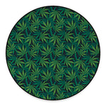 Dark Green Hemp Pattern Print Round Floor Mat