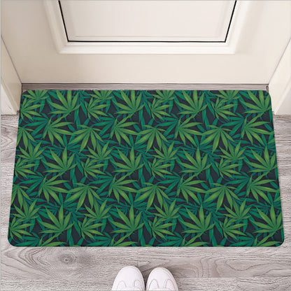 Dark Green Hemp Pattern Print Rubber Doormat