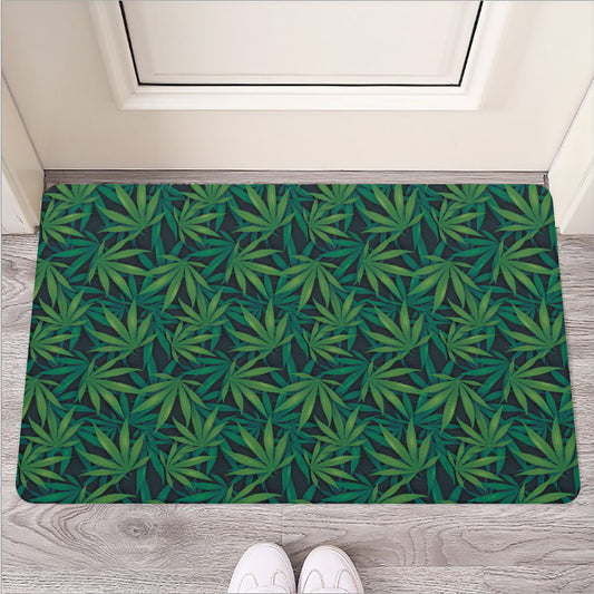 Dark Green Hemp Pattern Print Rubber Doormat