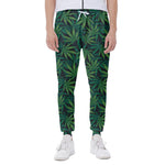 Dark Green Hemp Pattern Print Scuba Joggers