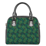 Dark Green Hemp Pattern Print Shoulder Handbag