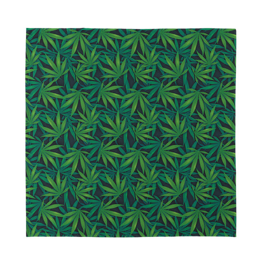 Dark Green Hemp Pattern Print Silk Bandana