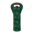 Dark Green Hemp Pattern Print Single Neoprene Wine Tote