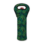 Dark Green Hemp Pattern Print Single Neoprene Wine Tote