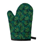 Dark Green Hemp Pattern Print Single Oven Mitt