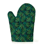 Dark Green Hemp Pattern Print Single Oven Mitt