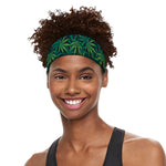 Dark Green Hemp Pattern Print Sports Headband