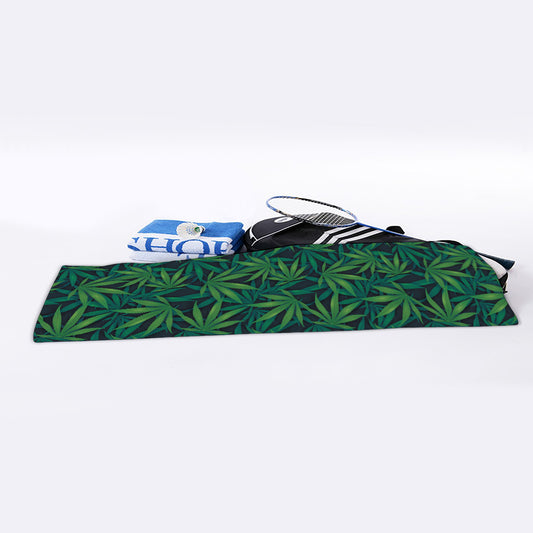 Dark Green Hemp Pattern Print Sports Towel