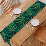 Dark Green Hemp Pattern Print Table Runner