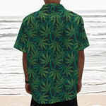 Dark Green Hemp Pattern Print Textured Short Sleeve Shirt